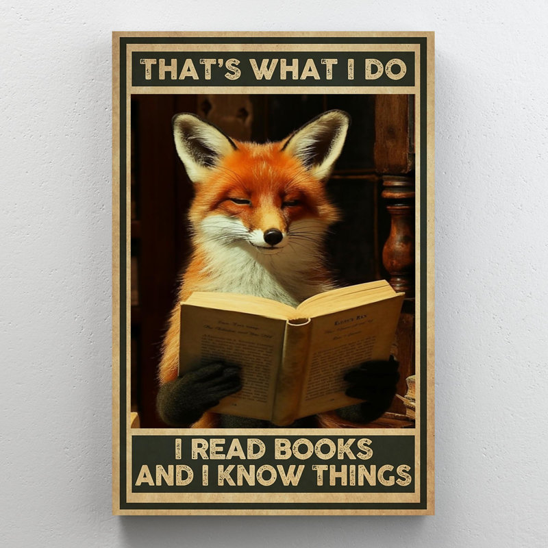 Renard, je lis des livres, H 20 po x l 16 po x P 1,25 po