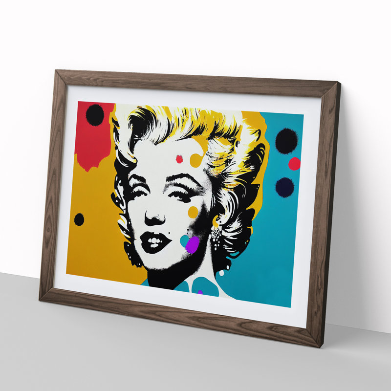 Pop Marilyn Monroe Vol.1 Abstract - Single Picture Frame Print, Walnut, 34cm H x 46cm W x 2cm D