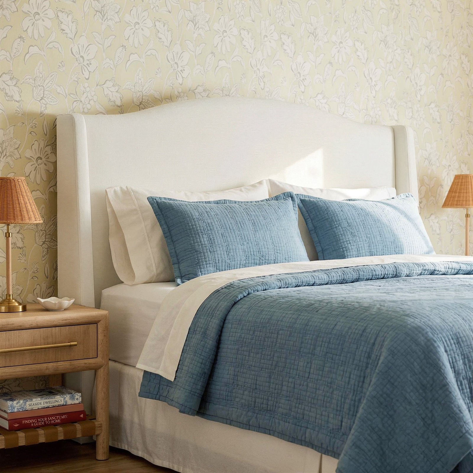 Byrd Cotton Headboard, Twin, Zuma Navy Textured Linen