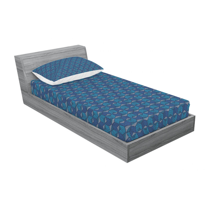 Microfiber Geometric Sheet Set, Twin Sheet Set with Fitted Sheet