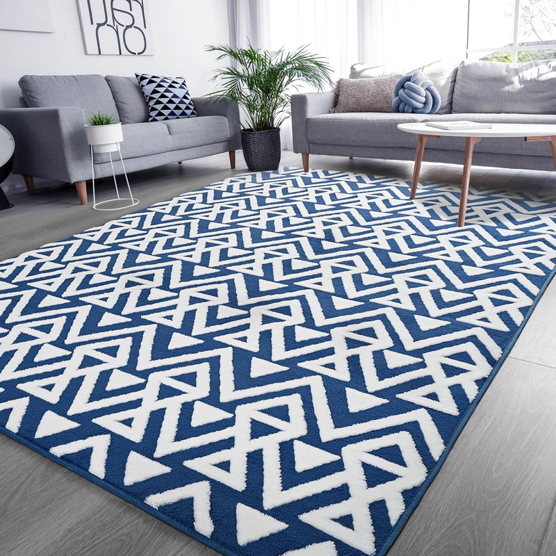 Ultra-Soft Plush Memory Foam Rug Luxury Geometric Textured Area Rug