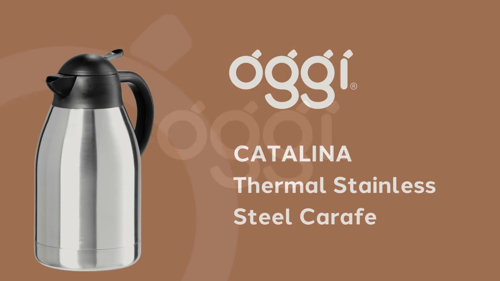 OGGI Catalina 68oz Stainless Steel Thermal Coffee Carafe- Double Walled  Vacuum Container w/Press Button Top, Insulated Coffee Carafe, Thermos  Carafe
