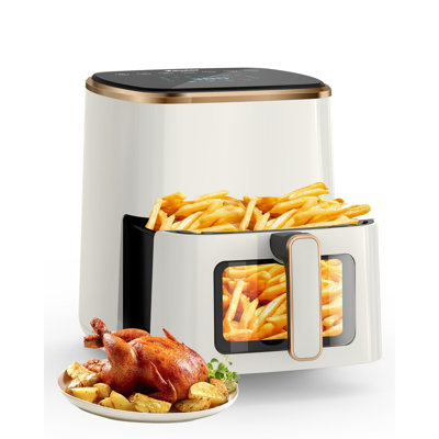 Friteuse à air de 5,3 pte avec fenêtre de cuisson 7 préréglages 1350W blanc