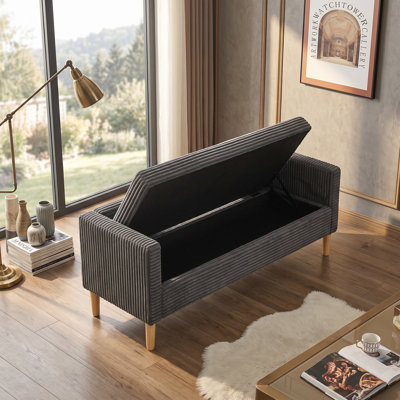 Banc de rangement à dessus rabattable polyvalent avec coussins décoratifs | Repose-pieds rembourré, entrée et siège de chambre à coucher