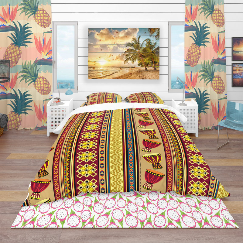 Ensemble de housse de couette tropical, Housse de couette très grand + 2 taies décoratives