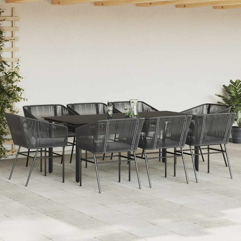 Ensemble repas 5 pièces avec coussins vidaXL, H 29,1 po x l 31,5 po x L 31,5 po, 4, Noir / Noir