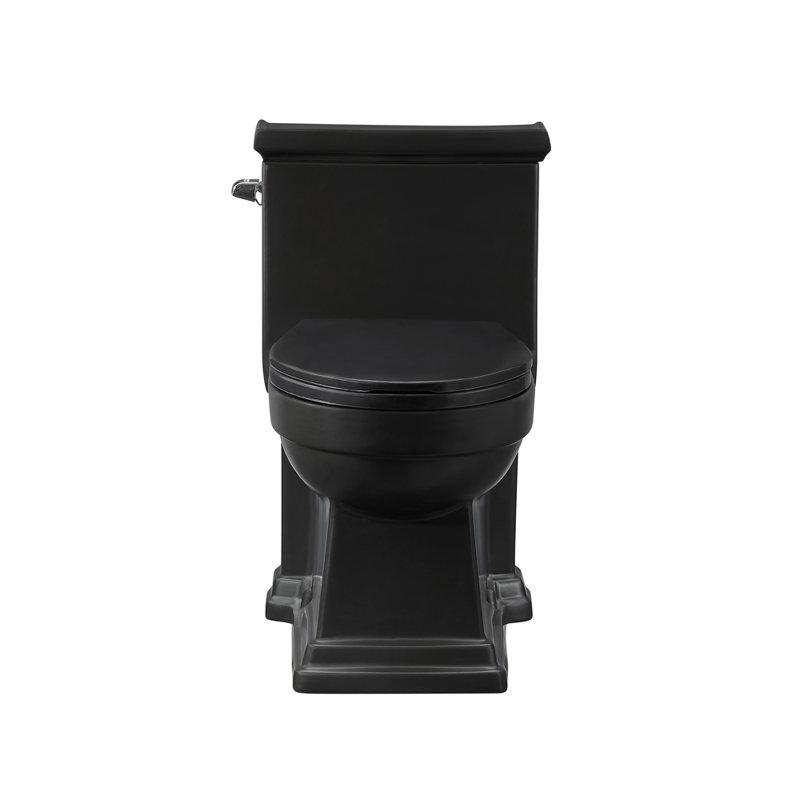Voltaire One-Piece Elongated Toilet Left Side Flush Handle 1.28 gpf in Matte Black, Left, Matte Black