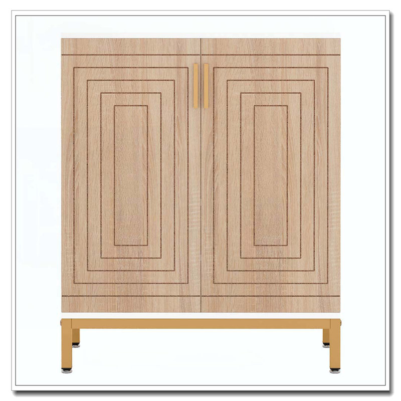 31.50" Farmhouse Coffee Bar Cabinet With 2Doors & Shelves, Beige