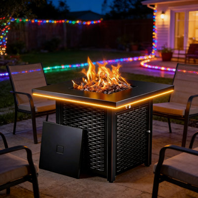 28" Propane Fire Pit Table, 60,000 BTU CSA-Listed Outdoor Gas Fire Pit with RGB Lighting, APP Control, Music-Sync Flame, Lava Rock & Adjustable Heat for Patio Backyard