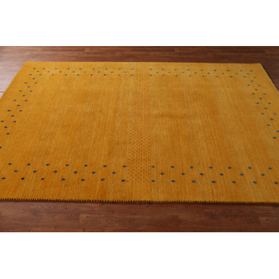 Yellow Rust Gabbeh Indian Area Rug 5x8