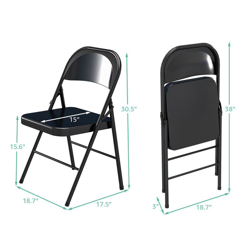 Ensemble de chaises pliantes en acier empilable, avec rangement facile, capacité de 350 lb de Landbaugh, Noir