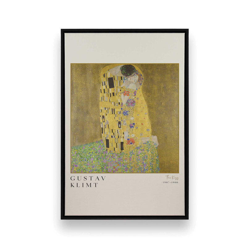 Le Baiser de Gustav Klimt, Cadre flottant noir satiné, H 18,75 po x l 12,75 po