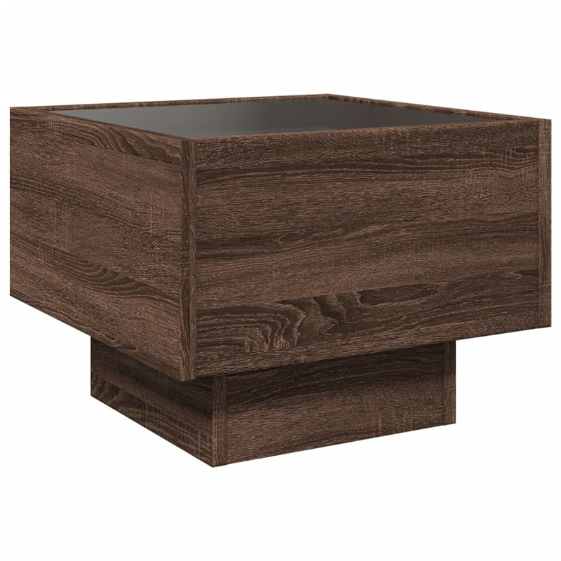 Table basse en bois d'ingénierie, verre, Chêne sonoma, H 11,8 po x L 15,7 po x l 15,7 po