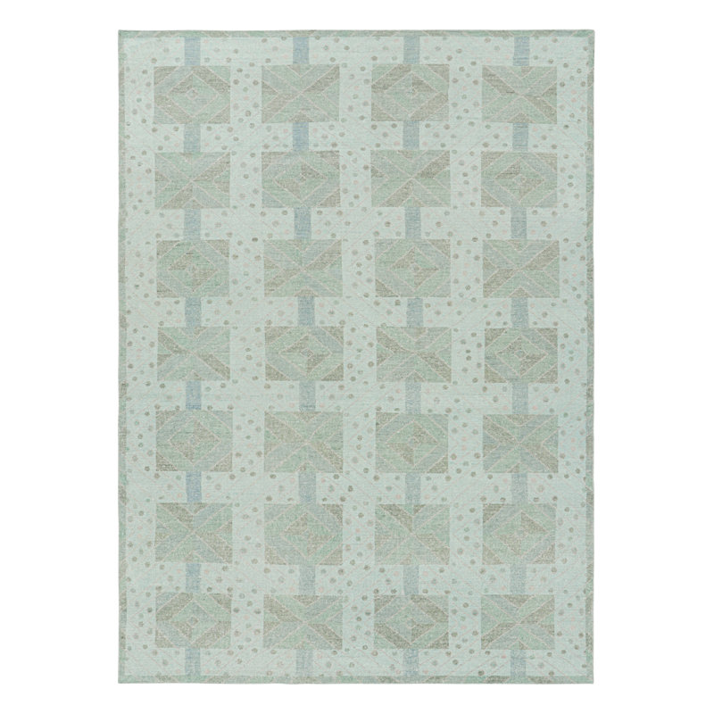 Rug & Kilim’S Scandinavian Style Rug In Green And Blue With Geometric Patterns