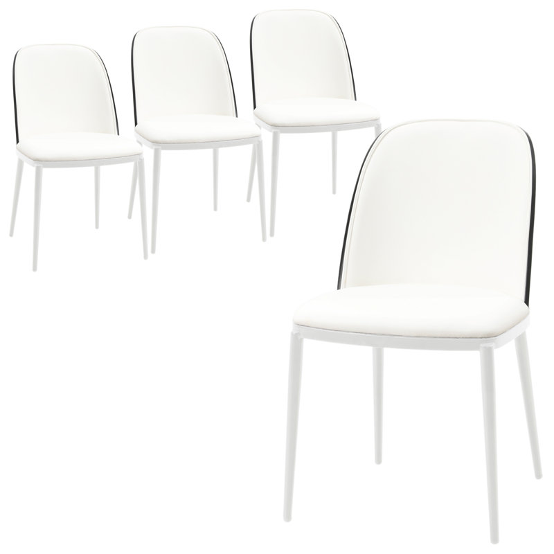 Kelce Full Back Side Chair, Noir / blanc, Ensemble de 4