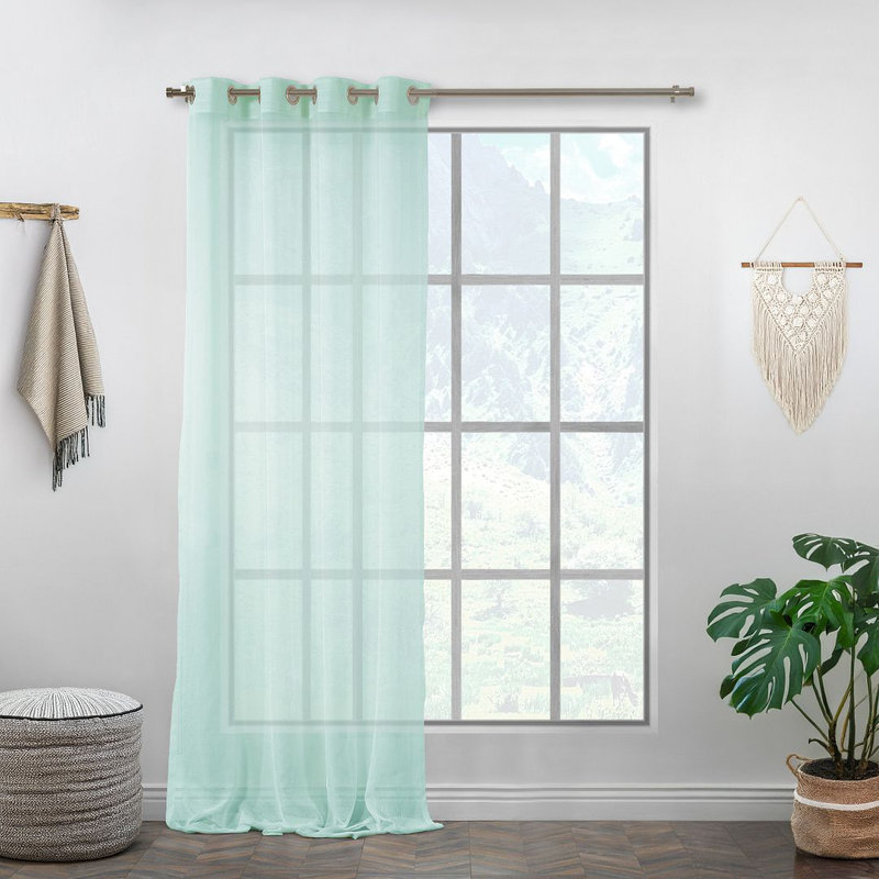 Panneau simple extra long et extra large en faux lin, Vert sarcelle, L 100 po x L 63 po