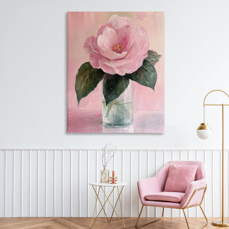 Toile de fleur de corail rose, design par Petal Prints Design, H 48 po x l 36 po