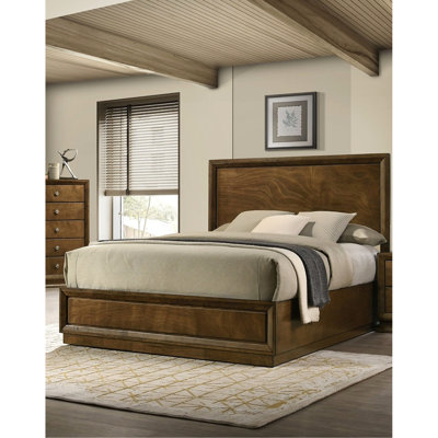 Lit à panneau grand en noyer de 1 pièce, cadre de lit en bois d'hévéa massif avec tête de lit haute, placage, élément de décoration de chambre à coucher transitionnelle