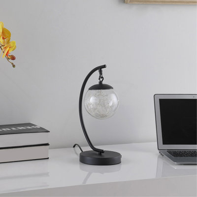 Lampe de table 14 po en verre à DEL multicolore avec orbe et port USB