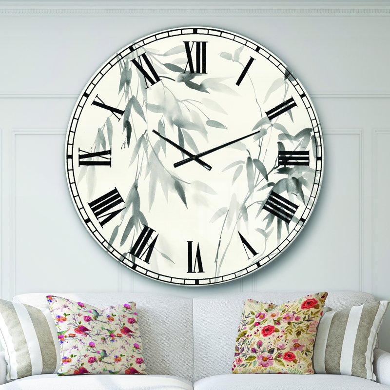 Horloge murale Swigart Bamboo Leaves II, Surdimensionné, Feuilles de bambou Swigart II