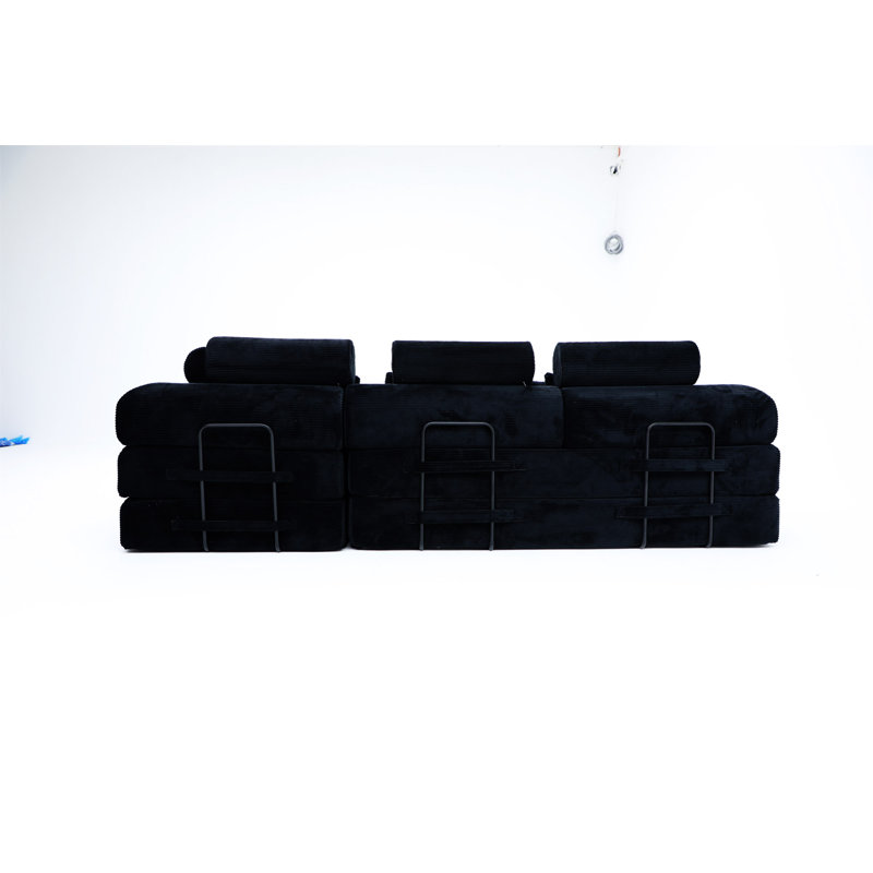 Boneless L Shape Modular Sectional Sofa, Compressed Sectional Sofa Modern Minimalist Style Corduroy Couch,Unfold Into A Bed, Bedroom, Comfy Compressed Sofa Couch Space-Efficient Design