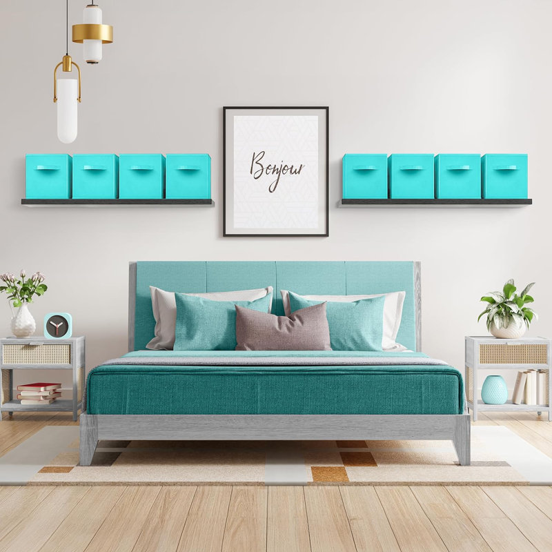Ensemble de cubes de rangement en tissu, 8, Turquoise
