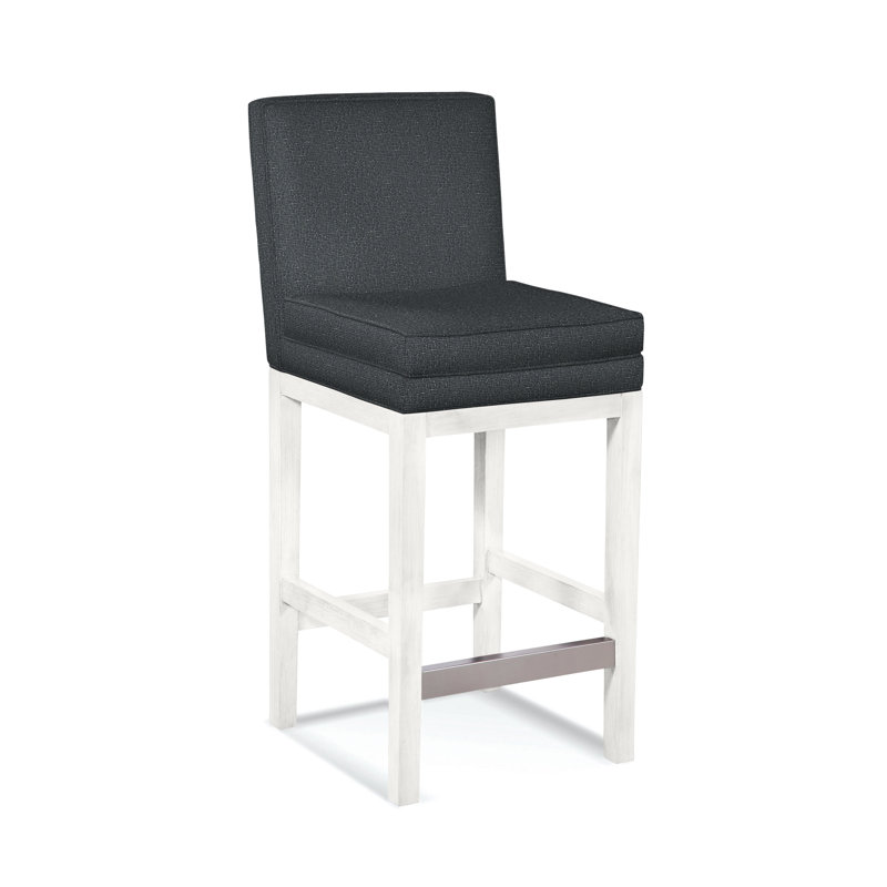 Upholstered Stool, White Performance Fabric; 0851-94, Frost White Finish