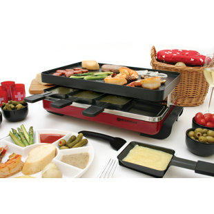 Swissmar Classic 8 Person Raclette W/Rev Cast Alum NS Grill Plate, Red