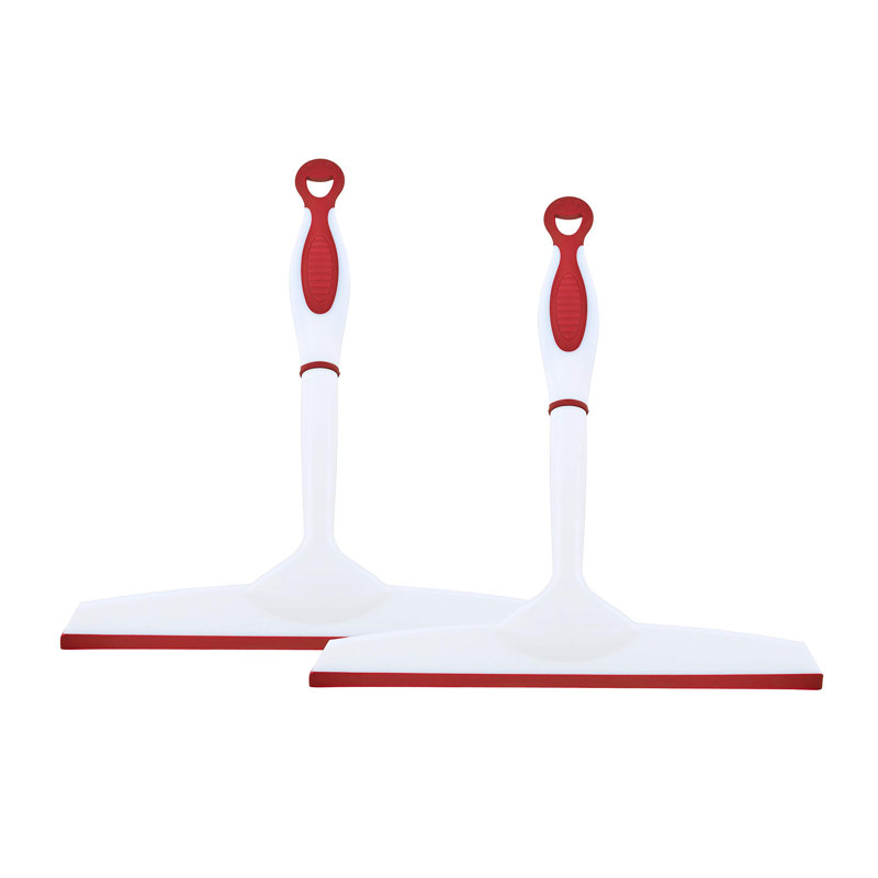 Raclette en caoutchouc Superio, raclette pour fenêtre tout usage sans traces, poignée Comfort Grip et crochet de suspension (rouge, paquet de 2 de 10 po)