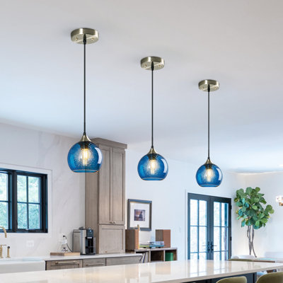 Luminaire suspendu en forme de globe à 3 lumières Charolyn Luminaire suspendu en verre pour îlot de cuisine