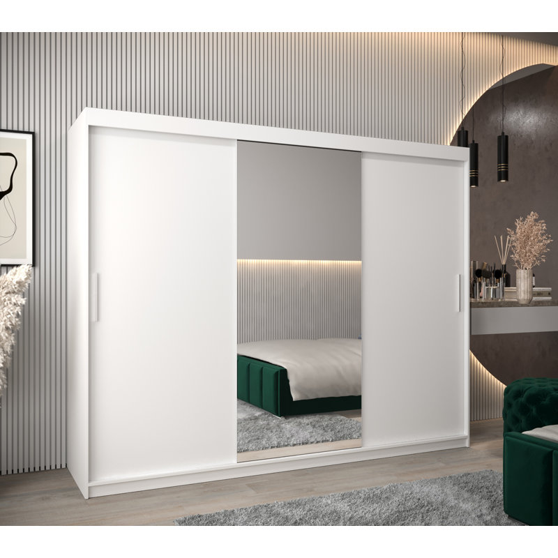 Ashritha 3 Door Manufactured Wood Wardrobe, White Matt