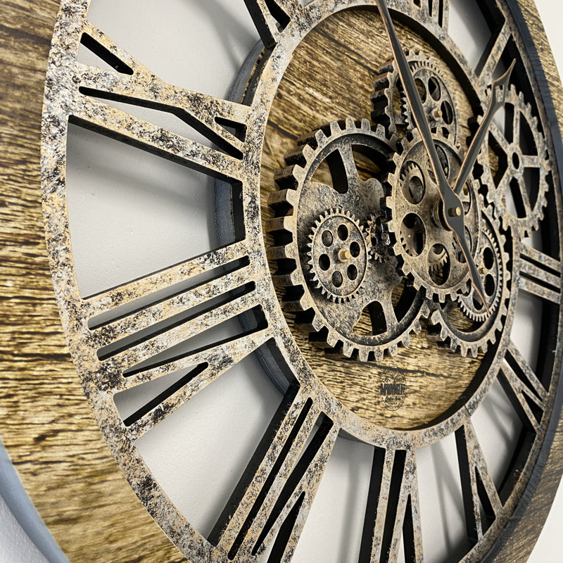 Solid Wood Wall Clock, Gold Antique