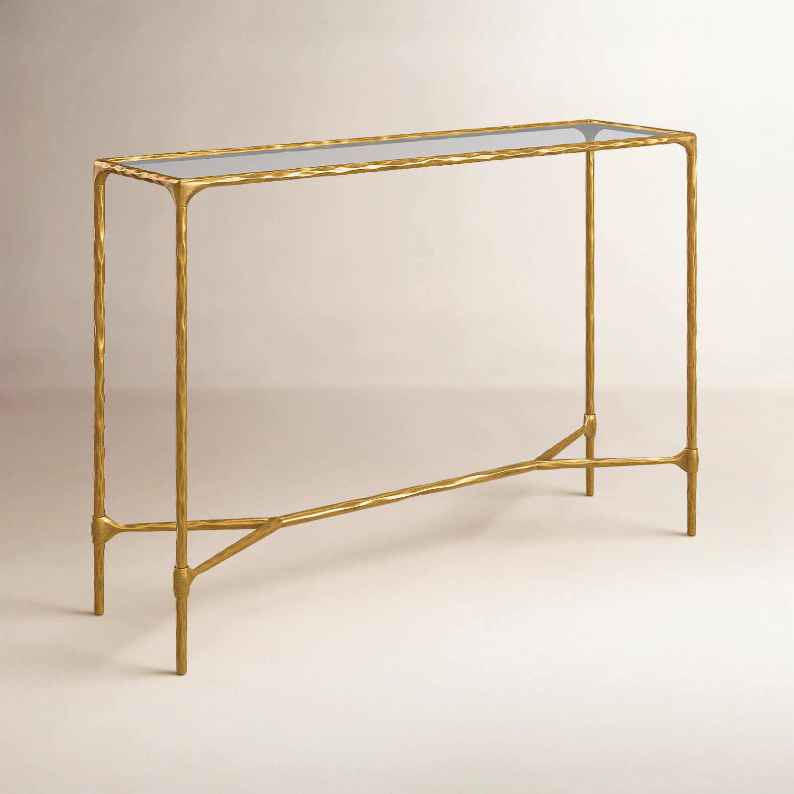 Sewall Metal And Glass Console Table, Brass