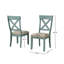 Ensemble de 2 chaises de salle à manger rembourrées en bois et bleu antique