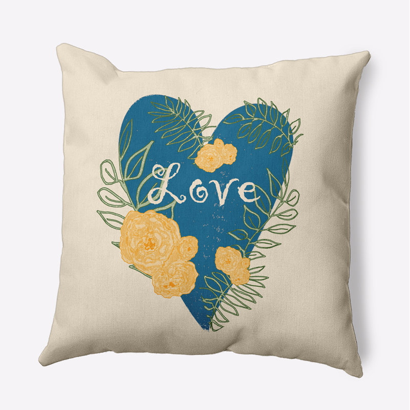 Floral Outdoor Reversible Throw Pillow, 20" H x 20" W, Square