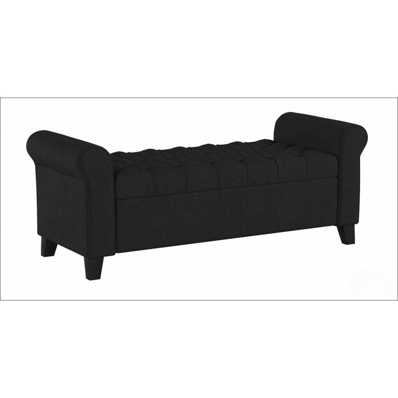 HAYES ARMED STORAGE BENCH A solid basic framework, comfortable, durable and beautiful, Dark Gray