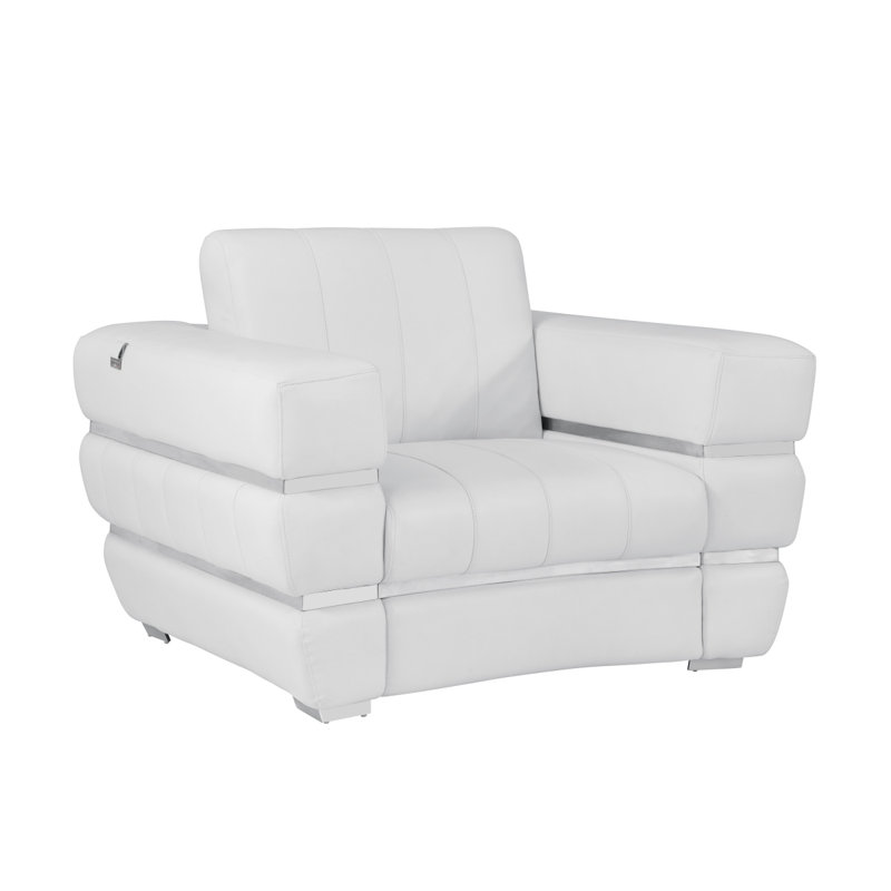 Fauteuil en cuir italien Global United, Blanc