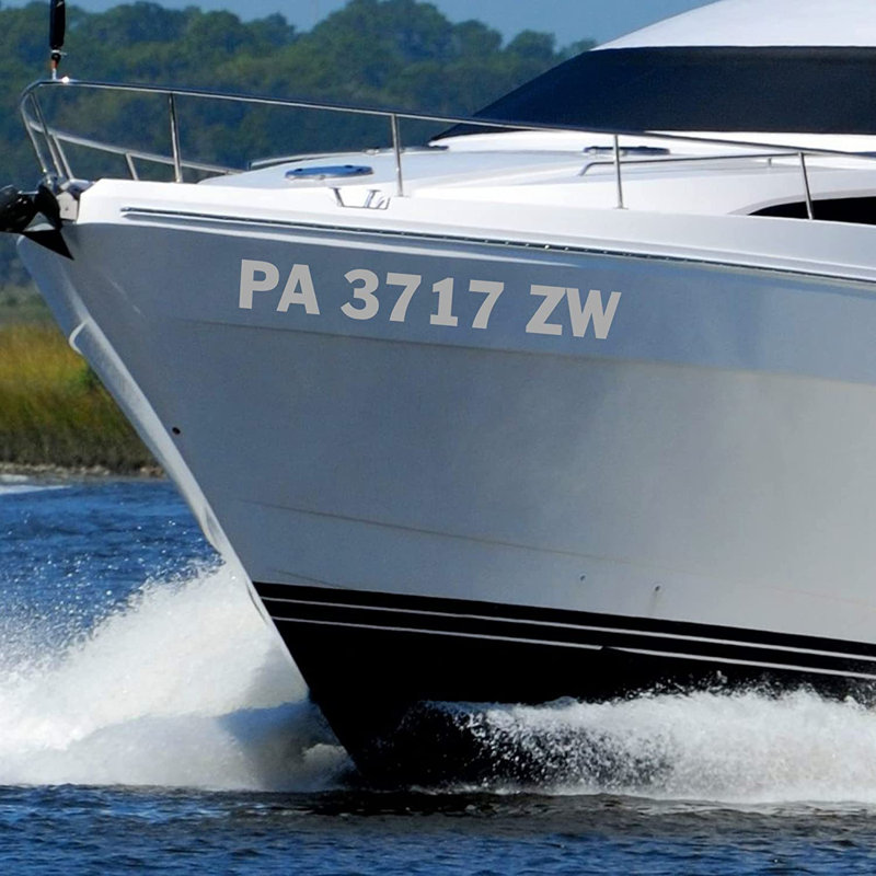 Adhésif décoratif bateau, H 3 po x l 20 po, Argent, Oui