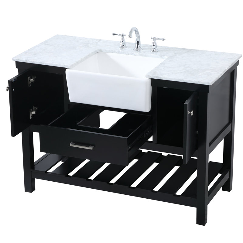 Ensemble de meuble-lavabo simple 48 po Pelaghia, Noir, noir, noir, noir