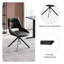 Jakavian 48cm Mid Century Modern Swivel Office Chair with Faux Leather Seat and Vented Backrest, Black Steel Legs-1323695944