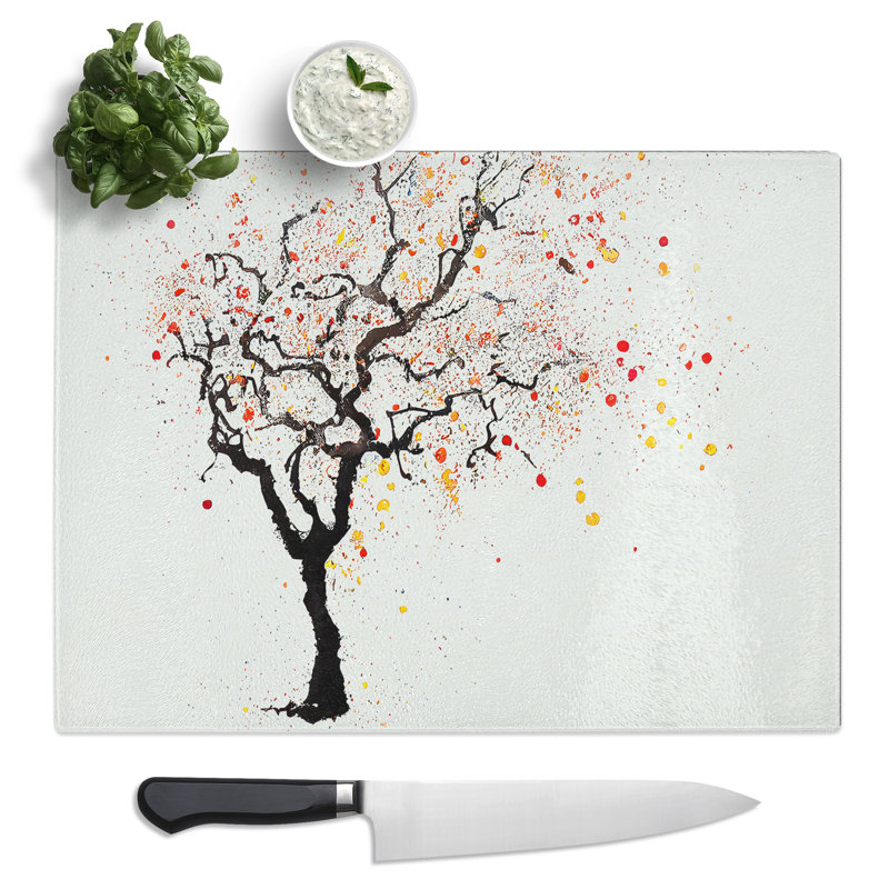 Gentle Tree Abstract  Glass Chopping Board