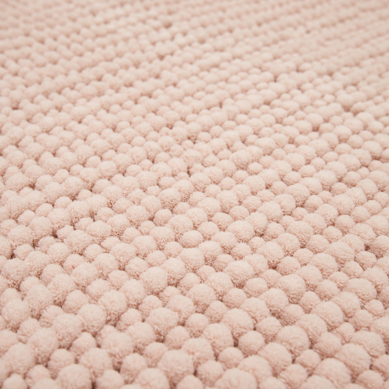 Wagnon Plush Memory Foam Stain/Fade Resistant Non-Slip Machine Washable Bath Mat, 24" W x 60" L, Blush