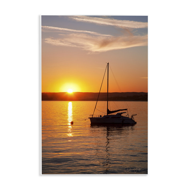 Art mural, "Boat Ride at Sunset" par Dennis Frates, H 19 po x l 13 po
