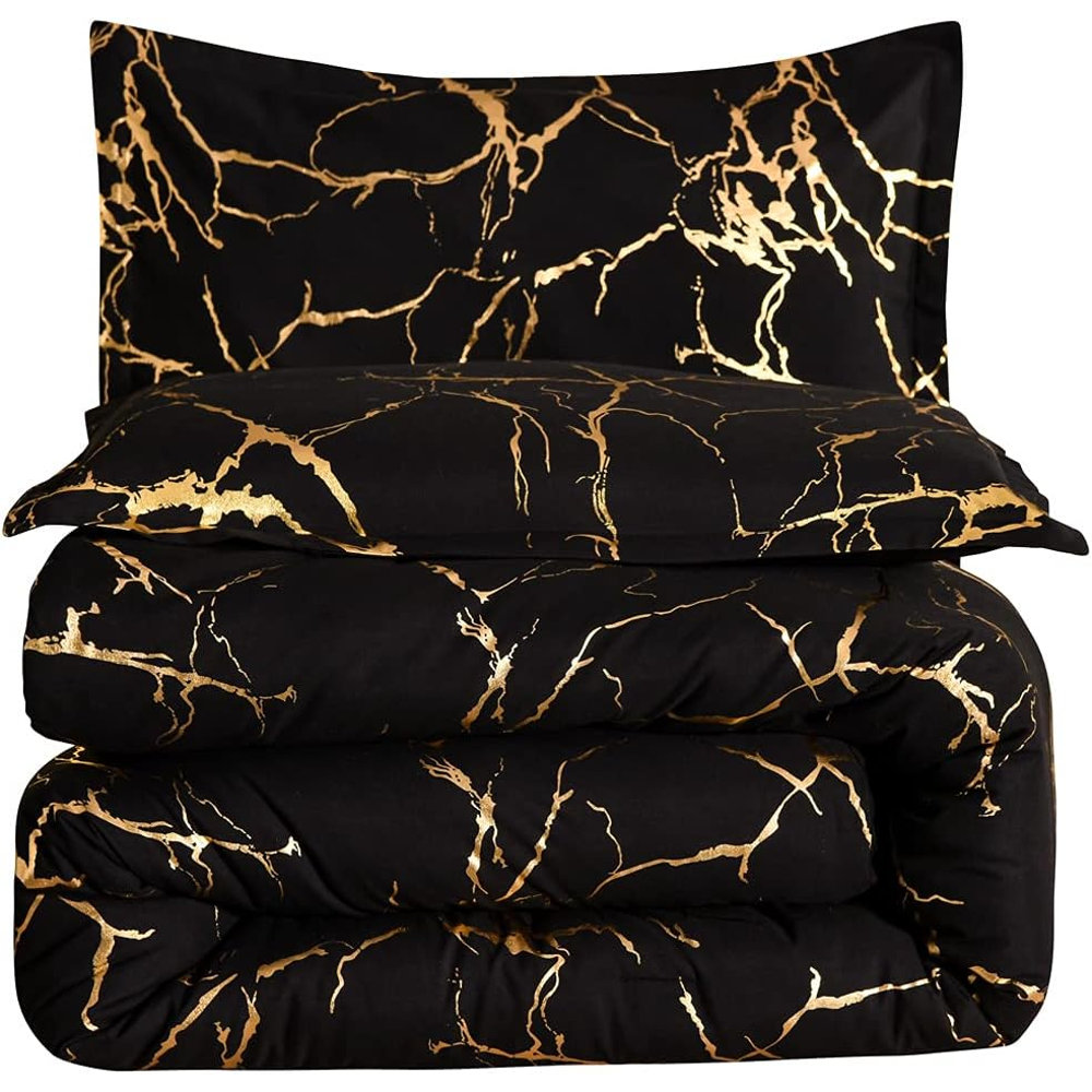 FashionSecretsLLC 3 Piece King Size Metallic Marble Comforter Foil ...