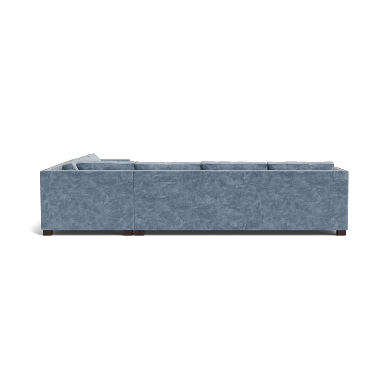 Keaton Chaise Sectional, Brushed Nickel, Java, Vintage Chenille - Smoky Blue