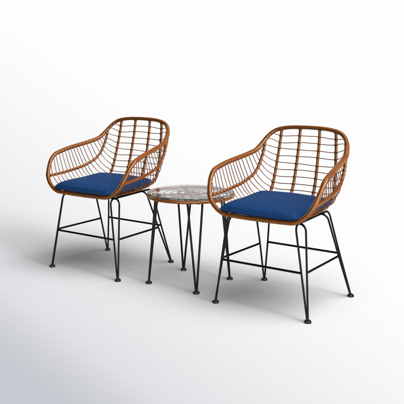 Zulema Round 2 - Person 20" Long Bistro Set with Cushions