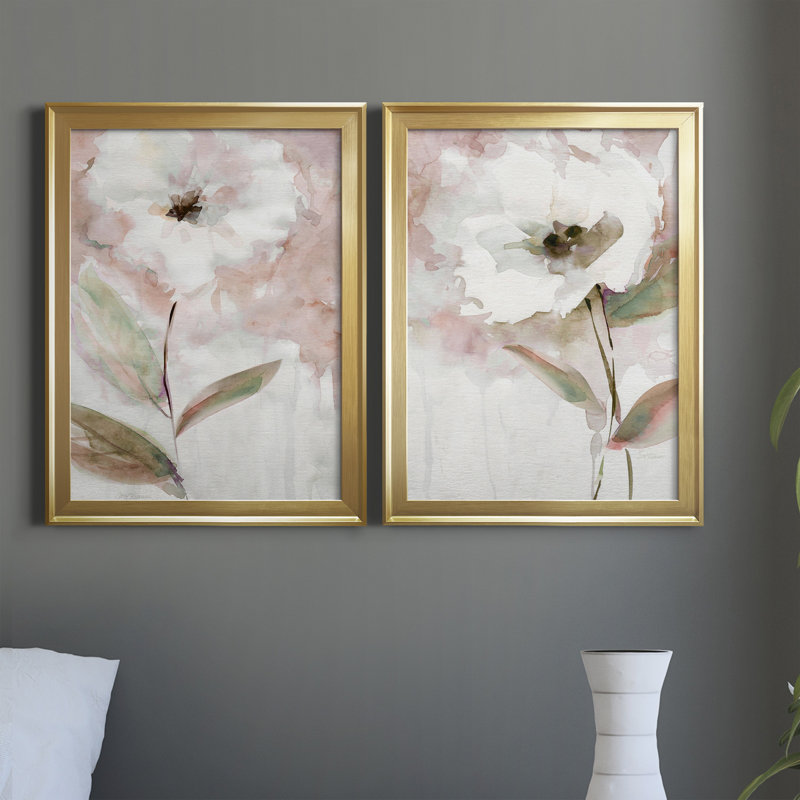 Summer Bloom I - Ensemble de 2 peintures sur toiles, Gold Framed Canvas, H 18,5 po x l 49 po x P 1,5 po