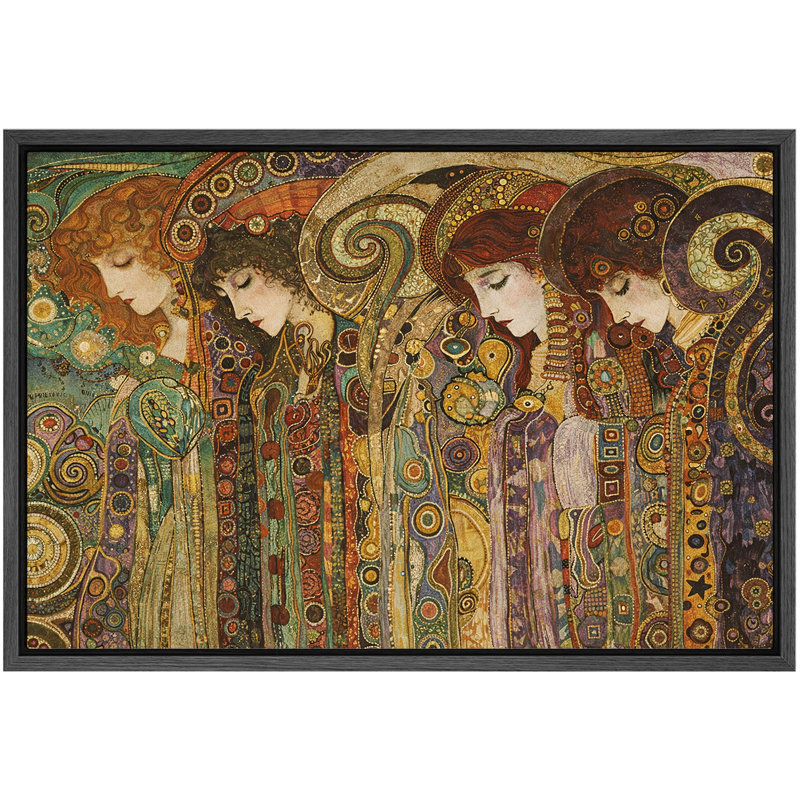 Art nouveau, art de portrait de femme, chambre à coucher, impression sur toile encadrée, H 16 po x l 24 po x P 1,5 po