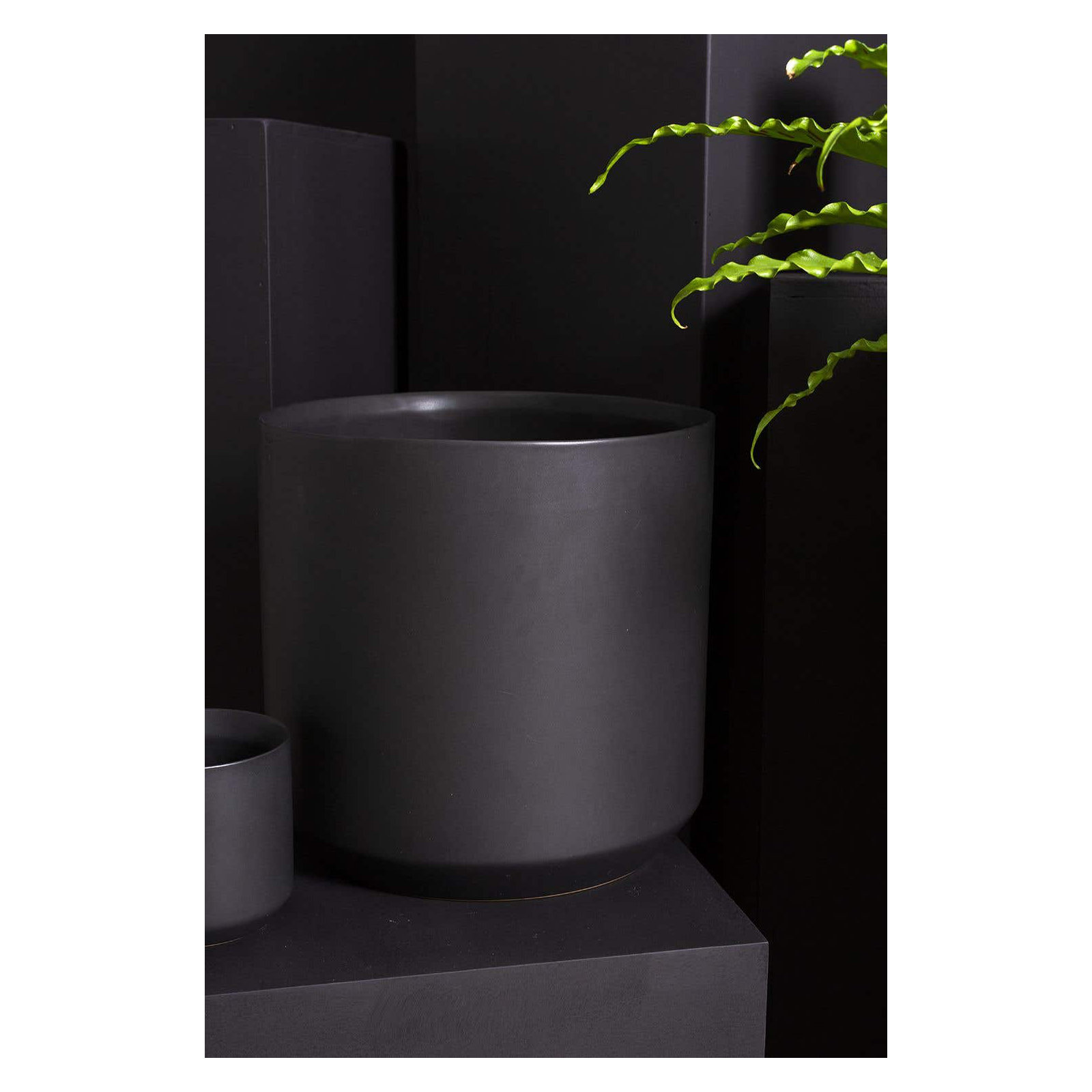 Parsons Handmade Ceramic Pot Planter, Black, 11.75" H x 12" W x 12" D