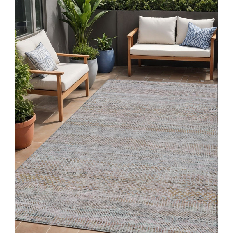 Tapis intérieur lavable rayé 5 pi x 8 pi
